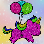 Coloring Book Glittered Unicorns