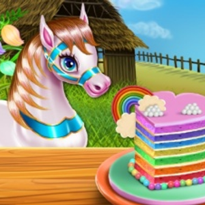 Pony Cooking Rainbow Cake